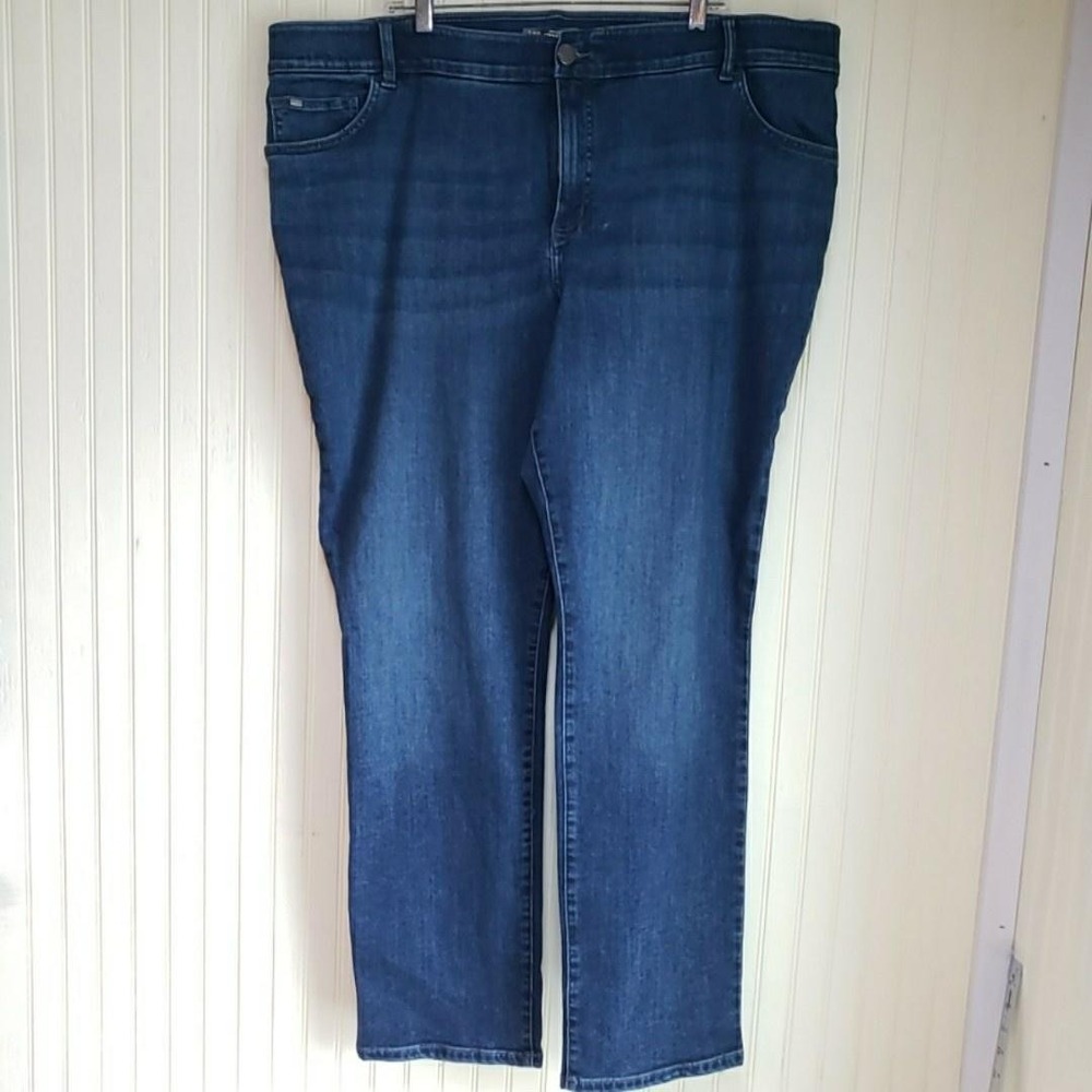 Lee Flex Motion‎ Jeans Womens 24W Blue Medium Wash Straight Stretch Denim Plus
